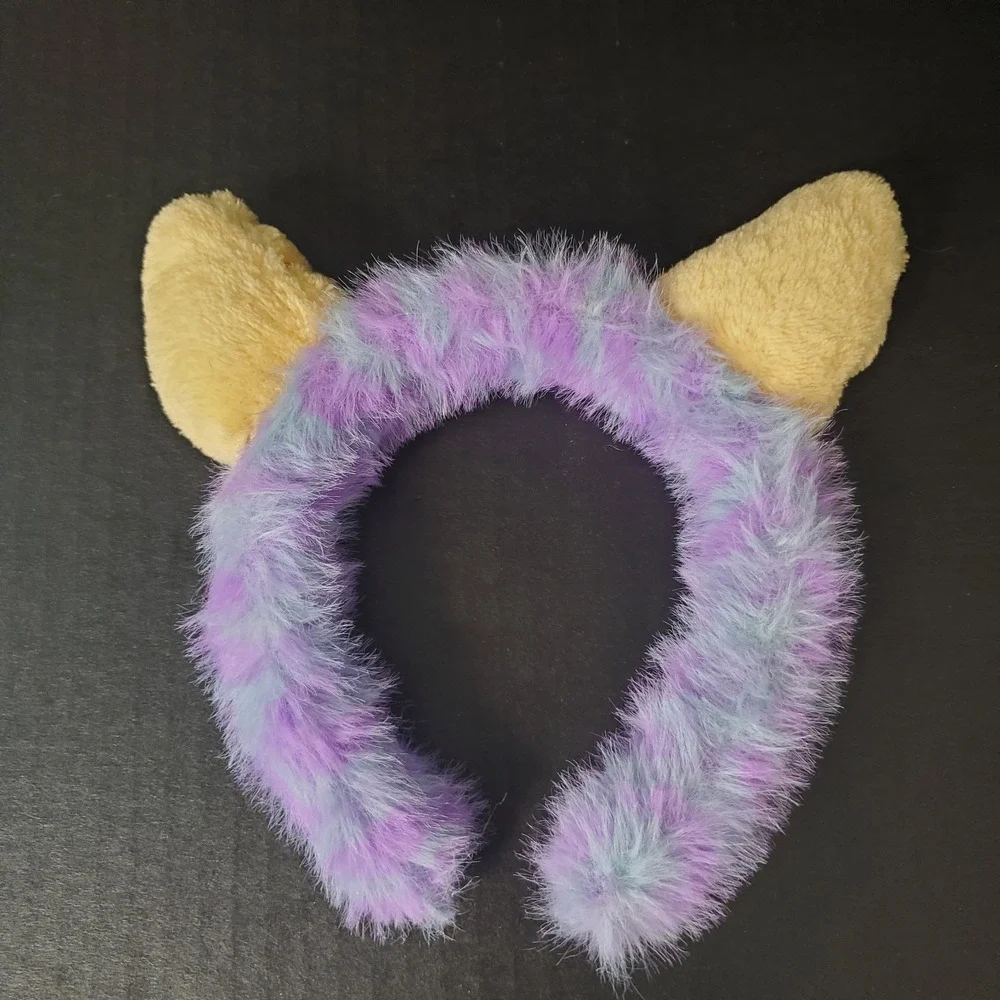 Gray Purple Furry KIDS Headband W/Soft Yellow Monster Horns - Cosplay,  Costume